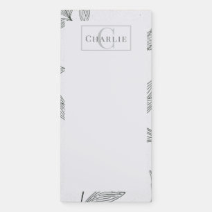Minimalist Botanical Sketch Custom Monogram Pet Magnetic Notepad