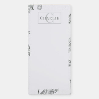 Minimalist Botanical Sketch | Custom Monogram Pet Magnetic Notepad