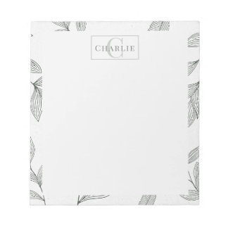 Minimalist Botanical Sketch | Custom Monogram Pet Notepad