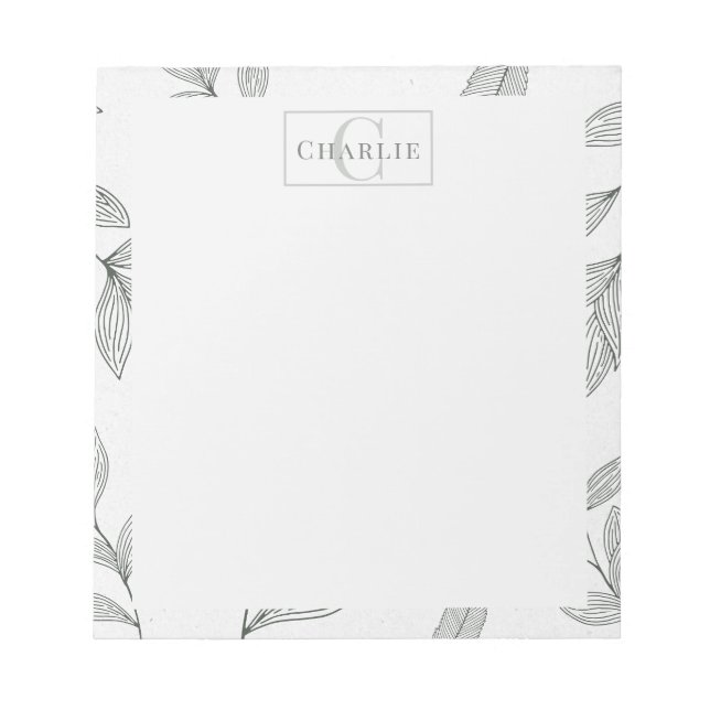 Minimalist Botanical Sketch | Custom Monogram Pet Notepad (Front)