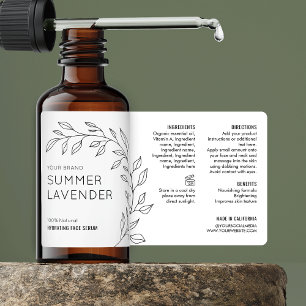 Minimalist Botanical Skincare Dropper Bottle Label