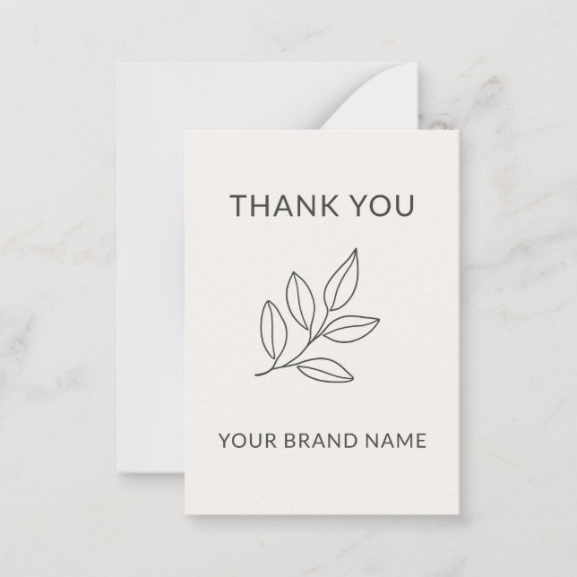 Minimalist Botanical Small Business Handcrafted Note Card (Front)