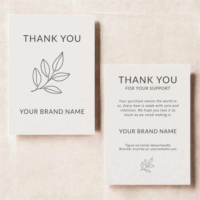 Minimalist Botanical Small Business Thank You Note Card (Creator Uploaded)
