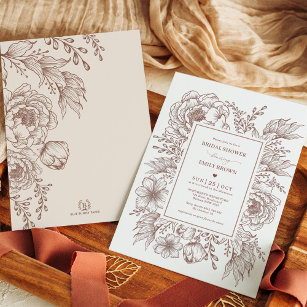 Minimalist Botanical Terracotta Bridal Shower Invitation