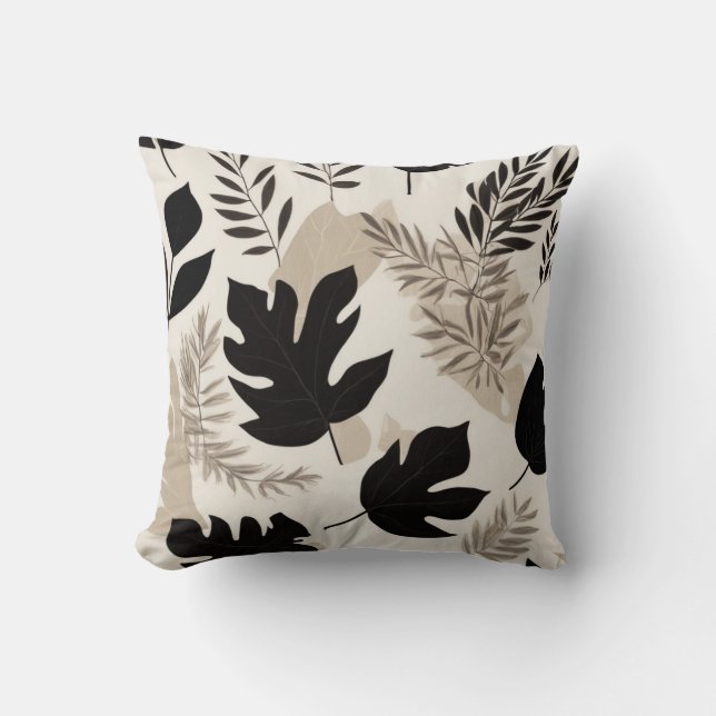 Minimalist Botanical Throw Pillow – Japandi Style (Front)