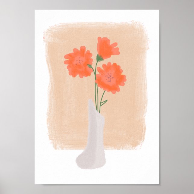 Minimalist Botanical Watercolor Floral Vase Print (Front)