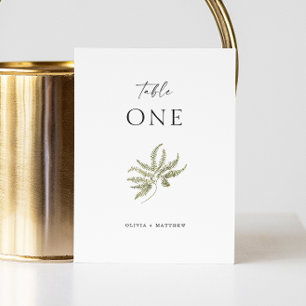 Minimalist Botanical Wedding Elegant Modern Fern Table Number