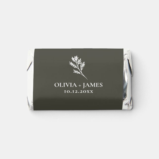 Minimalist Botanical Wedding Favor Chocolate Bars (Front)