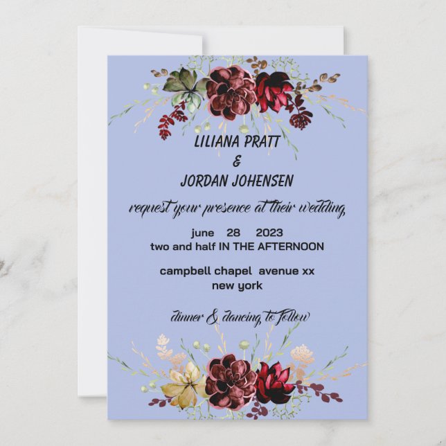   Minimalist BOTANICAL Wedding INVITATION (Front)