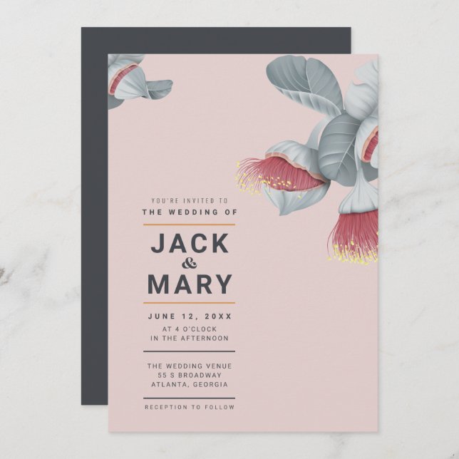 Minimalist Botanical Wedding Invitation (Front/Back)