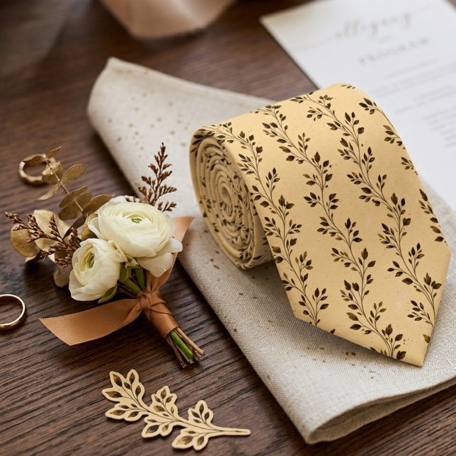 Minimalist Botanical Wedding Neck Tie (Creator Uploaded)