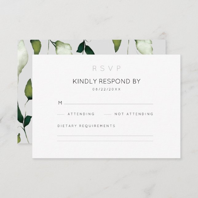 Minimalist Botanical Wedding  RSVP Card (Front/Back)