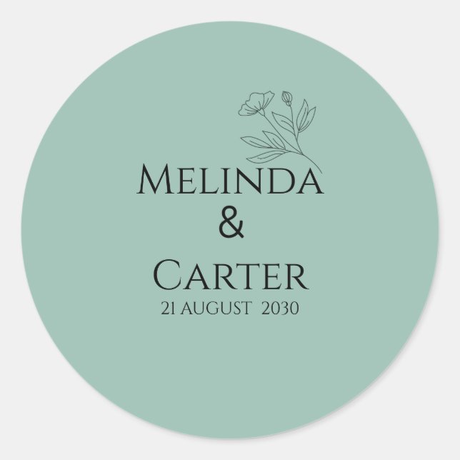 Minimalist Botanical Wedding Sticker (Front)