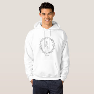 Minimalist Botanical Wreath Line Art Couple  Hoodie