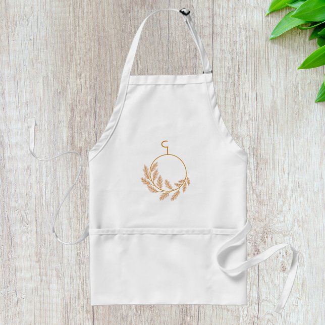 Minimalist Botanical Wreath Modern Neutral  Adult Apron (Creator Uploaded)