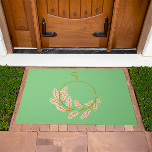 Minimalist Botanical Wreath Modern Neutral Doormat