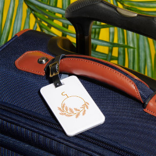 Minimalist Botanical Wreath Modern Neutral Luggage Tag