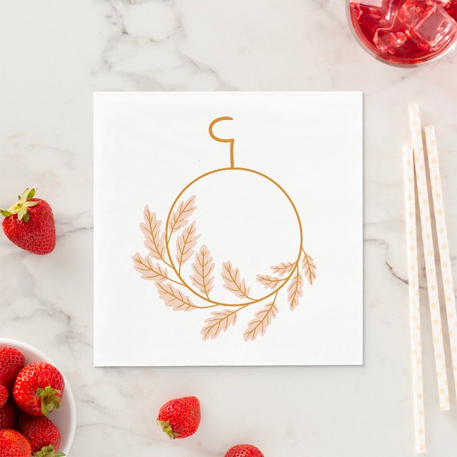 Minimalist Botanical Wreath Modern Neutral  Napkins (Creator Uploaded)