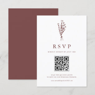 Minimalist Botanicals Mauve Wedding QR Code RSVP Card