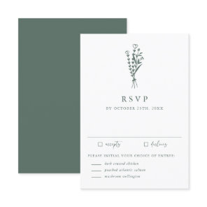 Minimalist Botanicals Sage Green Wedding RSVP Card