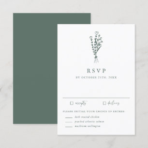 Minimalist Botanicals Sage Green Wedding RSVP Card