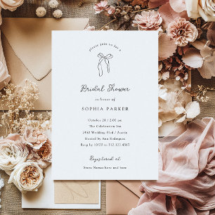 Minimalist Bow   Black and White Bridal Shower Invitation