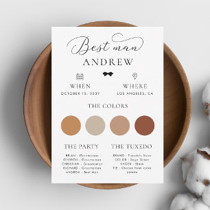 Minimalist Bow Tie Best Man Wedding Info Card