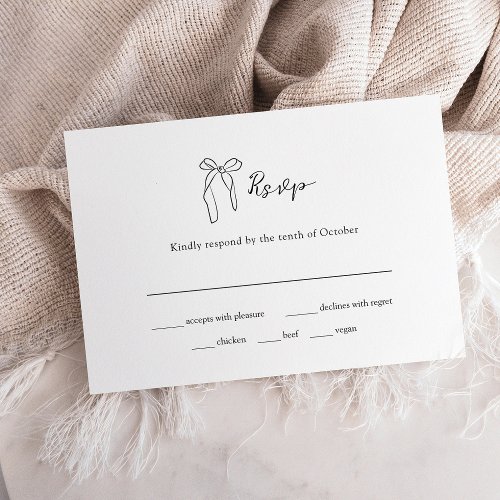 Minimalist Bow  Wedding Meal Choice RSVP Card