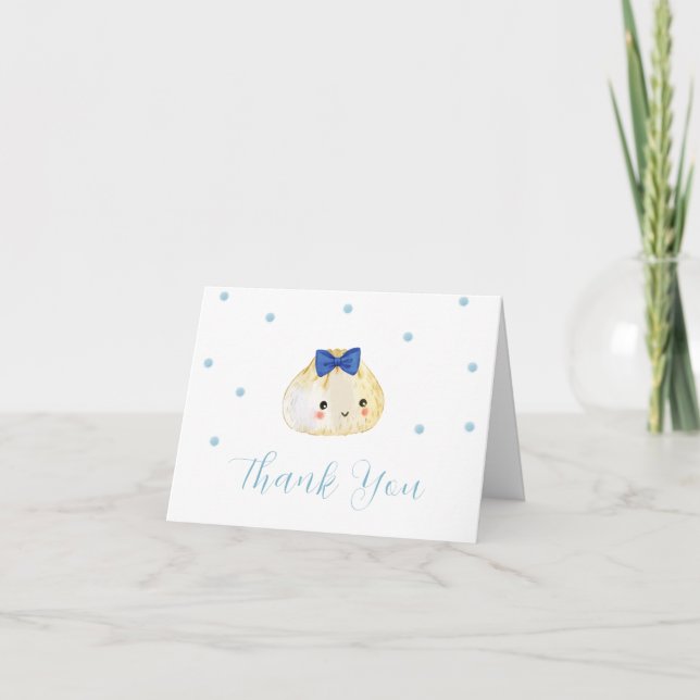 Minimalist Boy Little Dumpling Baby Shower  Thank You Card (Front)