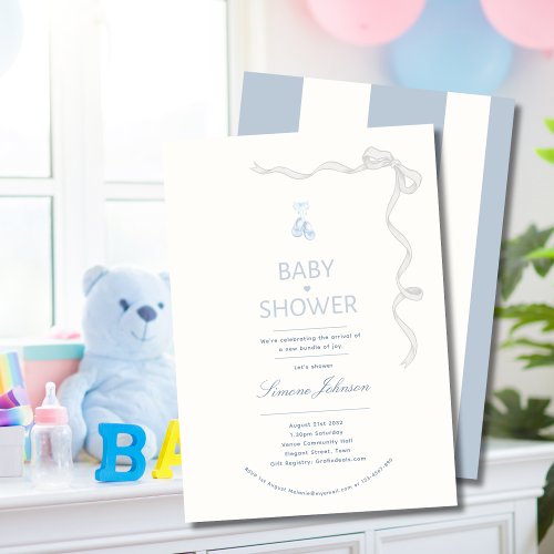 Minimalist Boys Baby Shower Invitation Calligraphy