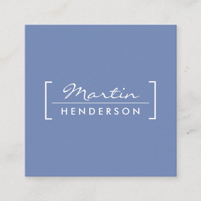 Minimalist / Bracket Embellished (Blue) Square Business Card (Front)