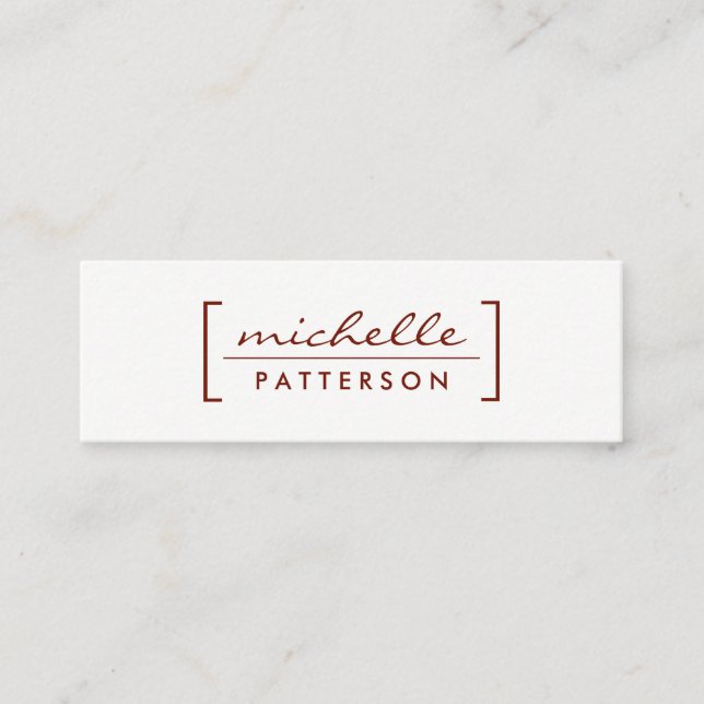 Minimalist / Bracket Embellished (Deep Red) Mini Business Card (Front)