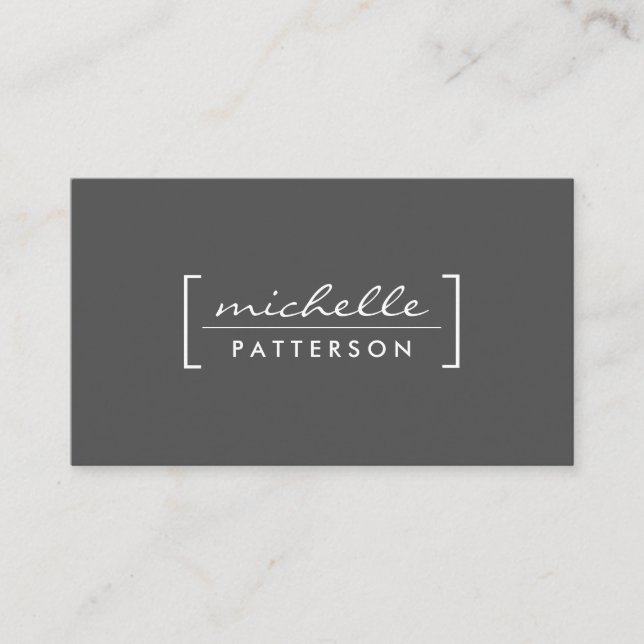 Minimalist / Bracket Embellished (Gray) Business Card (Front)