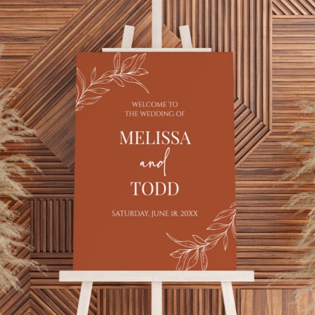 Minimalist Branch Leaf Wreath Wedding Welcome Sign (Creator Uploaded)