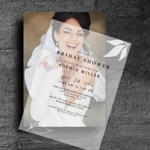 Minimalist Branch Leaves Chic Bridal Shower Vellum Invitations