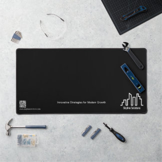 Minimalist Branded Dark Black and White Desk Mat