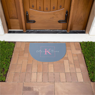 Minimalist Branding Logo Periwinkle Pink Monogram Doormat