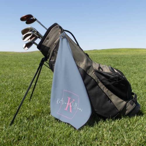 Minimalist Branding Logo Periwinkle Pink Monogram Golf Towel