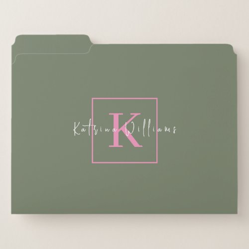 Minimalist Branding Logo Sage Green Pink Monogram File Folder