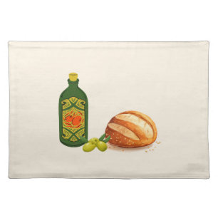 Minimalist Bread and Olive Oil Cloth Placemat