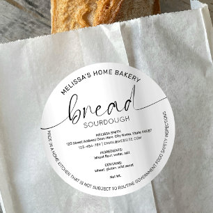 Minimalist Bread Bakery Cottage Law Ingredients Classic Round Sticker