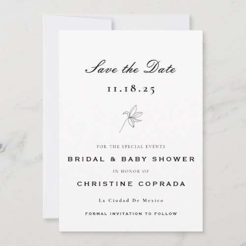 Minimalist Bridal and Baby Shower Save The Date