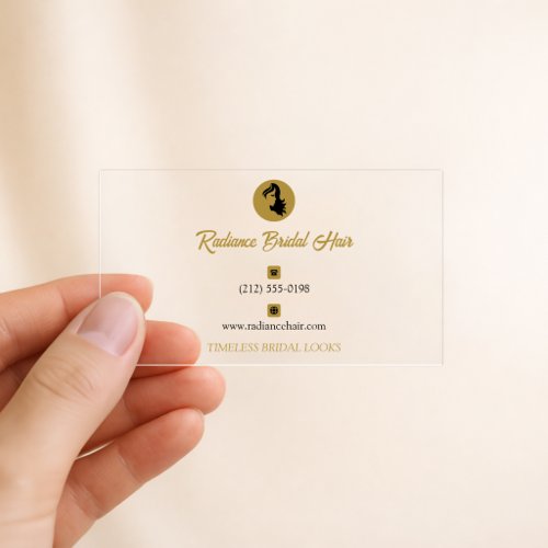 Minimalist Bridal Hair Stylist Clear Business Card Cards