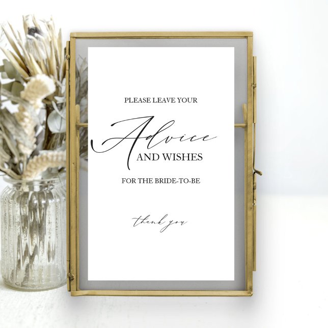 Minimalist Bridal Shower Advice Card Sign (Creator Uploaded)