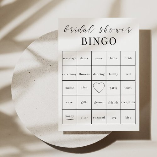 Minimalist Bridal Shower Bingo Invitation