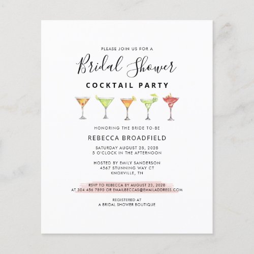 Minimalist Bridal Shower Cocktail Beach Party Invi