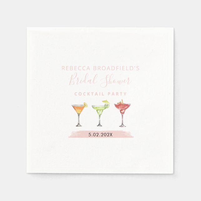 Minimalist Bridal Shower Cocktail Party Paper Napkins (Front)
