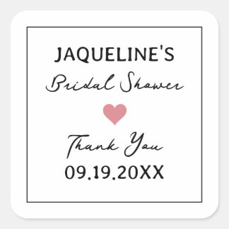 Minimalist Bridal Shower Favor Stickers - Wedding