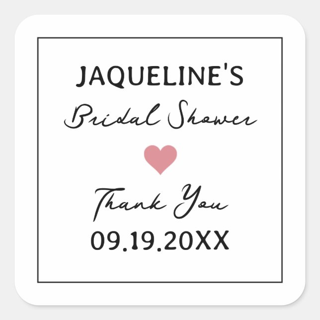 Minimalist Bridal Shower Favor Stickers - Wedding (Front)