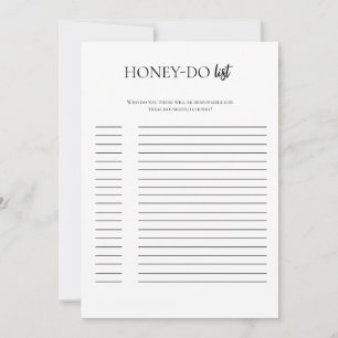 Minimalist Bridal Shower Honey Do List Card